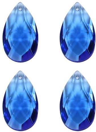 PATIKIL Attrape Soleil Cristal Suspendu Bleu Pendentifs en Cristal K9, Perles Forme de Larme, 4 Pcs 38mm Éléments de Lustre, Prismes, Lampe DIY pour Loisirs Créatifs et Décoration