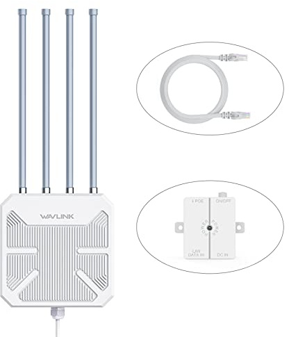 WAVLINK WiFi 6 Outdoor Mesh Router/Access Point/Repeater, AX1800 High Power Long Range Outdoor WiFi Extender Booster, 4x8dBi Antennas, IP67 Weatherproof, Compatible Starlink for Farm,Yard,RV,Campsite