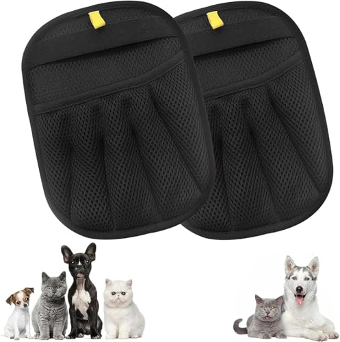 Lot de 2 Gant Poils Animaux Double Face Réutilisable – Gant Poil Chat & Chien, Gant de Toilettage pour Chat et Chien, Ramasse Poils Animaux, Gant Pour Enlever les Poils de Chat sur Meubles et Vêtement
