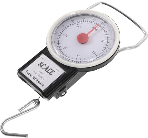 NULYLU Báscula Analógica de Resorte Gancho para Equipaje y Pesca, Mini Balanza Portátil de 35kg, Precisa para Maletas y Equipaje de Viaje