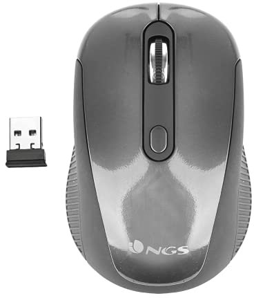 NGS Haze - Kabellose Optische Maus, 2.4GHz, USB-Maus für Computer oder Laptop mit 3 Tasten und Metallic Scroll, 800/1600dpi (Grau)