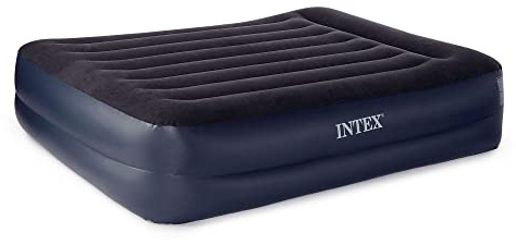 Intex Dura-Beam Standard Series Pillow Rest Raised Airbed w/Built-in Pillow & Electric Pump, Bed Height 16.5, Queen
