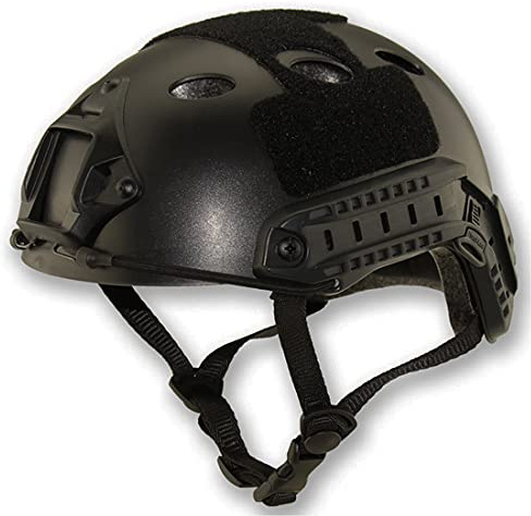 QHIU Casco táctico tipo PJ ligero y protector rápido para Airsoft, Paintball, CS, juegos, deportes al aire libre, con gafas (BK-2)