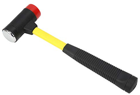 Hammer Set, Rubber Mallet, Double Face Hammer with Soft Hard Carbon Steel Hammer Head, Rubber Grips, Fiberglass Handles for Carpentry Woodworking