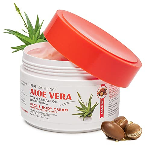 ALOE EXCELLENCE – Aloe Vera Pflegecreme mit Arganöl | Tägliche Gesichts- und Körpercreme | Feuchtigkeitsspendend, Regenerierend und Antioxidativ | 100% Natürlich, Hergestellt auf den Kanaren | 300 ml