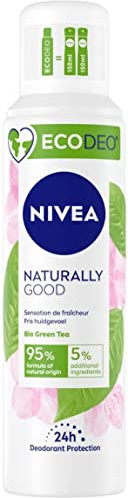 NIVEA NATURALLY GOOD Déodorant Atomiseur EcoAir® Thé Vert (125 ml), Efficacité 24H, Compressé Naturel, 95% d'Ingrédients d'Origine Naturelle
