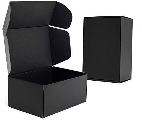 Timirog 9x6x4 Inches Black Shipping Boxes 25 Pack - Corrugated Cardboard Mailing Box for Small Business, Tab Locking Literature Mailer Packaging Supplies for Packing Digest Size Book Gifts Craft DVD