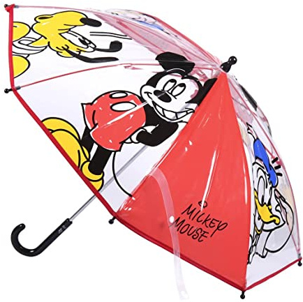 CERDÁ LIFE's LITTLE MOMENTS - Paraguas Transparente Niño de Mickey Mouse - Apertura Manual con Mecanismo Antiviento - Licencia Oficial Disney, único, 2400000648
