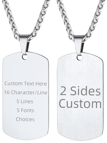 Supcare Collar Chapa Militar Personalizado Hombre Colgante Grabado Nombre Texto Acero Inoxidable Regalo Padre Novio