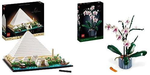 LEGO 21058 Architecture La Grande Pyramide de Gizeh: Loisir Créatif & 10311 Icons L’Orchidée Plantes avec Fleurs Artificielles d'Intérieur pour Décoration de Maison, Loisirs Créatifs