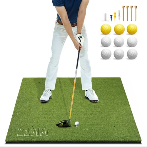 Bltend Golfmatta, Golf träffmattor övningsmatta utomhus inomhus, 1,5 x 0,9 m golf konstgräs träningsmatta med gummikoppar, 9 golfbollar, 8 golfpeggar, personlig körmatta