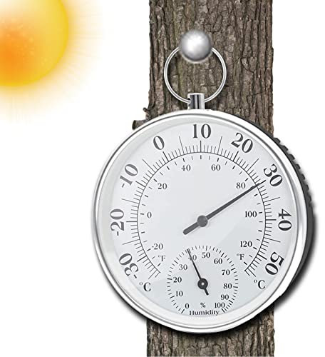 Abonda Termómetro para exteriores – Termómetro para interiores y 3.8 pulgadas con números grandes | Termómetro decorativo pared higrómetro para patio, pared, no requiere batería