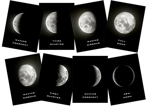 Artery8 Celestial Phases of the Moon Lunar Astronomy Astrology Home Decor Premium Wall Art Poster Pack of 8