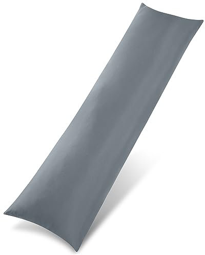 Utopia Bedding Nackenkissen, 40x145 cm Ganzkörperkissen, weiche Hohlfaserfüllung, langes Schwangerschaftskissen zur Unterstützung der Mutterschaft und für Seitenschläfer (Grau)