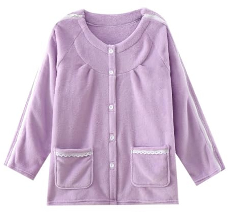 Top Post-opératoire à Manches Longues et Double Fermeture Éclair pour Femmes Blouses Chaudes pour Fractures Vêtements pour Personnes Âgées Handicapées et Paralysées (Color : Purple, Size : M)