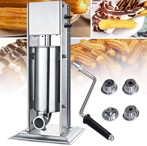 DPLXFPP Máquina Comercial Buñuelos Españoles Acero Inoxidable con 4 Boquillas, Máquina Llenado Manual Salchichas, Máquina Donuts Frutas Latinas para El Hogar, Restaurantes Comerciales,10L