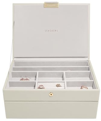Stackers Oatmeal Medium Jewellery Box Set of 2