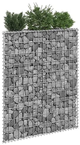 Baziroo Fioriera rialzata per gabbioni, in acciaio zincato, 80 x 20 x 100 cm, colore argento, imbottitura per fiori