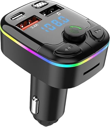 Bluetooth 5.0 Trasmettitore FM Auto PD Tipo-C Doppio USB Ambient Player MP3 Caricatore Tipo-C Senza Fili 18W Freephone PD QC3.0