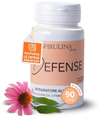 SPIRULINA BECAGLI -Difese Immunitarie con Vitamina C, D e Zinco – Echinacea, Astragalo, Andrographis e Spirulina – 90 compresse da 600 mg