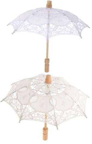 VALICLUD 2stücke Hochzeitsregenschirme Mit Spitzendekor Brautschirme Für Fotoshootings Für Hochzeiten Cosplay Und Events