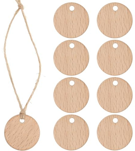 Handmade Wooden Labels for Bottles Gift Tags Blank Writable Multifunctional Solid DIY Unfinished Wood Tags with Jute Twine for Kitchen Storage Wine Decor Organizing Soap Dispensers Bottles(8 Pack)