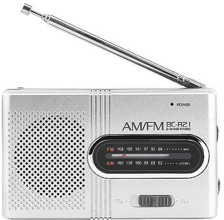 Ejoyous Liten radio med batteri, bärbar radio AM/FM-radiospelare batteridriven integrerad högtalare hörlursuttag för vandring camping utomhusaktiviteter