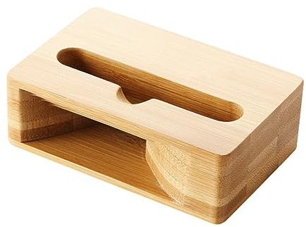 Operitacx Soporte Móvil de Madera Multifuncional con Amplificador de Sonido para Escritorio Base de Bamboo Diseño Ergonómico y Retro para Oficina y Hogar