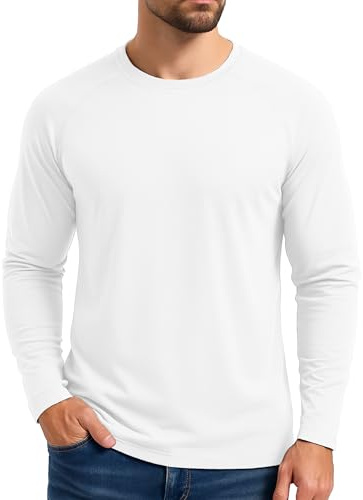 Boladeci Thermal Shirts for Men Underwear Long Sleeve Compression Shirts Top Fleece Lined Winter Warm Undershirt White X-Large