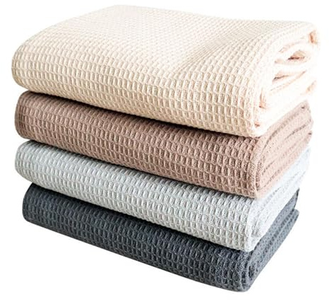 Galenecx 4 Piezas Pañoss de Cocinas, Paños de Cocina de 100% Algodón con de Gofres, Paños Cocina Absorbente Agua Duradero, Trapos de Cocinas, Pañoss para Bar, Café, Hogar