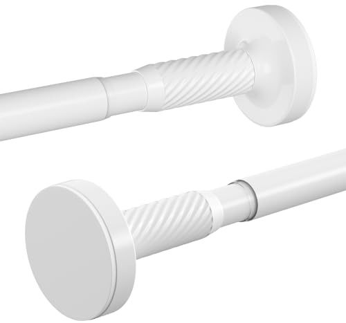 HAOYUNTE Vorhangstange Ohne Bohren 100-230cm,Gardinenstange zum Klemmen Weiß 1 Stück (Ø25 mm),Verstellbar Teleskopstange Spannstange Duschvorhangstange für Duschbad,Fenster & Balkon