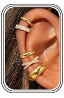 MILACOLATO 5 Paires Ear Cuff pour Femme Faux Piercing Oreille Manchette d'Oreille Sans Trou Non Piercing Cartilage Helix Boucles d'Oreille Clip Réglables Or/Argent Boucle d'Oreille Avec Boîte-BG