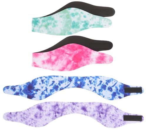 Abaodam 4pcs Adjustable Swim Ear Headbands for Women and Men, Waterproof Swim Ear Protectors with Soft Neoprene Material, Comfortable Swimming Hair Bands for Pool, Bathing, and Water