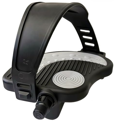 YBEKI 1 par premium motionscykelpedaler med remmar – 14,3 mm (9/16 tum) & 12,7 mm (1/2 tum) spindel – universellt kompatibel med Peloton, svinn, kettler, Christopeit – inomhuscykelpedaler (1/2 spindel