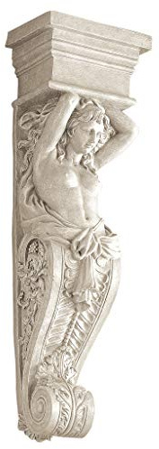 Design Toscano NG30595 Scultura da Parete Cariatide, Beige, 18x21.5x72.5 cm