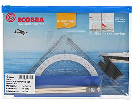 Ecobra, Navigationsbesteck mit Anlege- + Kursdreick und Marinezirkel