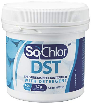 GV Health SoChlor DST Chlorine Tablets with Detergent Disinfectant - Pack of 200 White