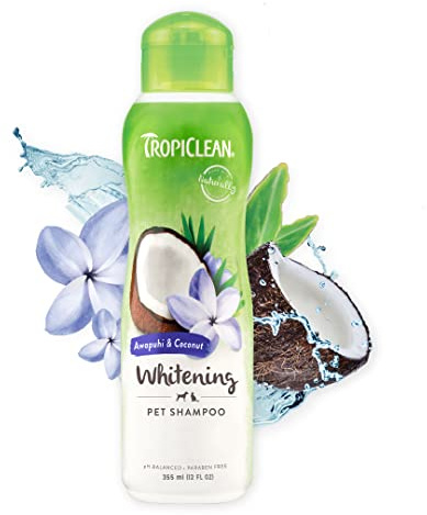 TropiClean Shampoing blanchissant pour Chien et Chat - sans Savon et sans paraben - Dérivé d'ingrédients naturels - Utilisé par Les toiletteurs - Awapuhi et Noix de Coco - 355 ML