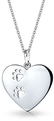 Hund katt husdjur kattunge valp klipp ut tasstryck hjärtformat hänge halsband för kvinnor för tonåringar 925 sterlingsilver och kedja