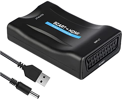 GoldOars Scart auf HDMI Konverter 1080P/720P Wandler Eingang Ausgang Composite Video HD Stereo Adapter für HDTV STB VHS Xbox PS3 Sky DVD Blu-ray,mit USB Ladekabel