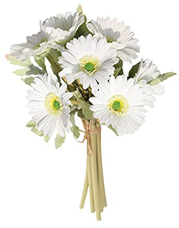 YQYAZL - Bouquet di gerbera artificiale, a stelo singolo, in plastica, seta, decorativo, per esterni, casa, giardino, ufficio, hotel, feste di nozze, colore: bianco