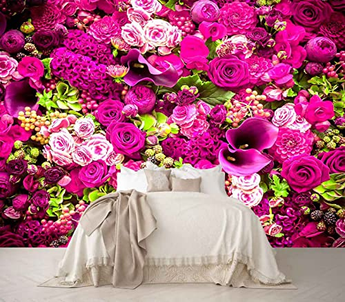 Reyhui Rose Wall Mural Floral Photo Wallpaper Murals for Wall Decor for Living Room（Not Peel and Stick）