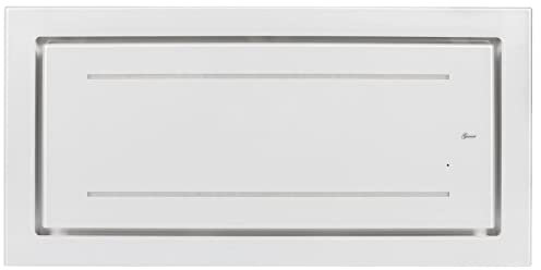 GURARI GCH C 341 WH 90 Prime + tuyau | Hotte encastrable en verre blanc 90 cm avec télécommande | Aspiration 1000 m³ | Bande LED | Minuterie | Hotte aspirante de plafond / évacuation d'air