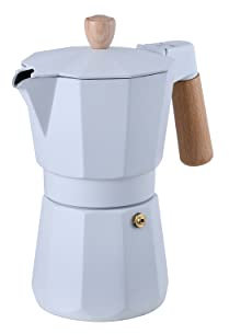 BERGNER Naturally | Cafetera italiana de aluminio con 6 tazas de capacidad | Diseño blanco bicolor | Cafetera manual | Fácil de limpiar
