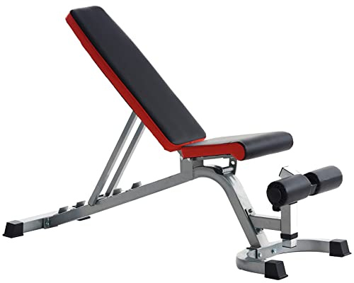 Fitvids Flat Utility Weight Bench for Home Gym Weight Training and Ab Exercises – Incline – nan – Black/Red/Gray