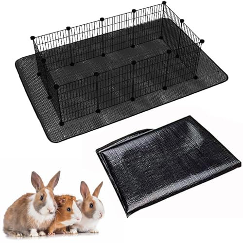 Oncpcare wasserdichte Haustier-Laufgittermatte, 150 x 100 cm, für Meerschweinchenkäfig, Plane, Boden, Wiederverwendbare Basis für Kaninchen, Kaninchen, Frettchen und andere Kleintiere, (Schwarz)
