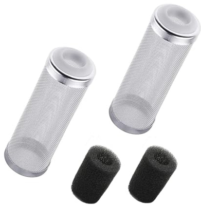 SIGANDG Protezione del Filtro Esterno dell'acquario, Confezione da 2, Filtro Protettivo per Acquario in Acciaio Inossidabile, con Spugna filtrante, Filtro per Acquario in Acciaio Inox(16 mm)