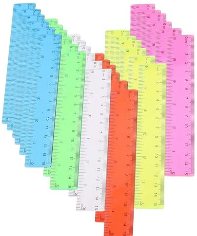 Righello Trasparente da 15 cm, 36 Pezzi Righello In Plastica, WizeFolk Di Precisione Strumento Di Misurazione,Graduato in Centimetri e Pollici Righelli Colorati,per Casa, Scuola, Ufficio