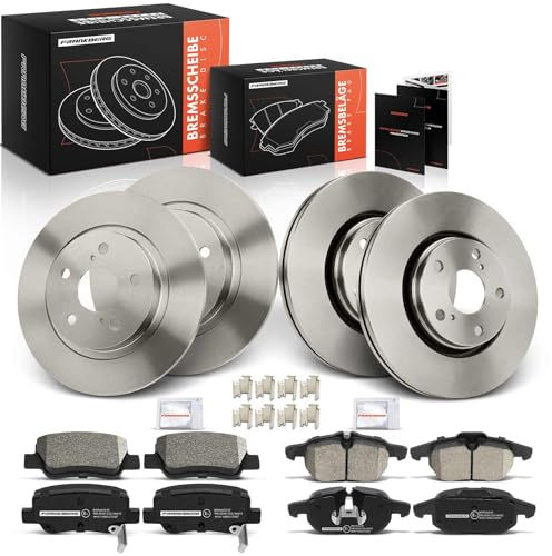 Frankberg Set freni incl. 4x Dischi Freno + 8x Pastiglie dei Freni Anteriore Posteriore Compatibile con Avensi.s Station Wagon T27 Avensi.s Berlina T27 Replace# 0446502170, 04465YZZEE