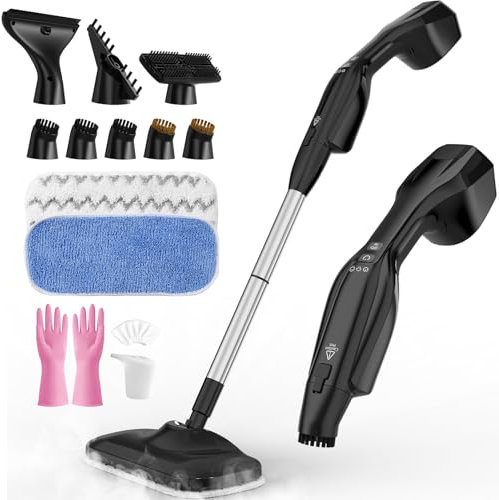 AUIFFER Dampfreiniger 17 in 1, Multifunktionaler Steam Cleaner Mit Handgerät Und Dampfmopp, Schnelle Aufheizzeit In 30 Sekunden, Mit Aufsätzen Für Haushalt, Böden, Teppiche, Fliesen, Glas, Küche, Bad